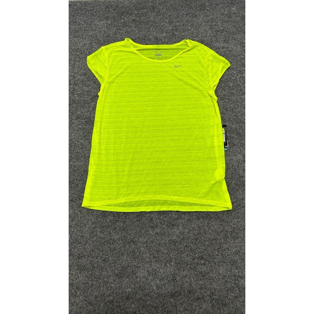 Nike Shirt Womens Size M Neon Yellow Volt Dri-Fit Athletic Short Sleeve NWT